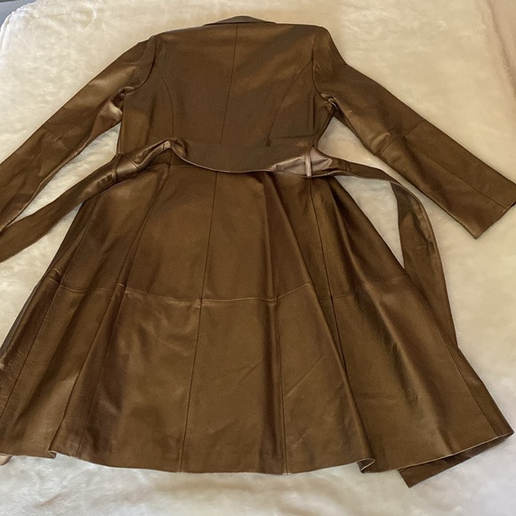 EUC Vintage Stunning Bronze Leather Trench Coat Blazer🌸Pristine Condition Sz 10 - Picture 14 of 15
